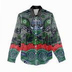 ANZAC Day Canberra Raiders Women Casual Shirt Military Memorial Aboriginal Indigenous Art