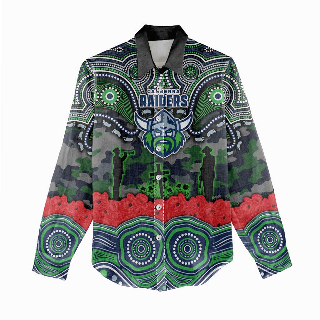 ANZAC Day Canberra Raiders Women Casual Shirt Military Memorial Aboriginal Indigenous Art