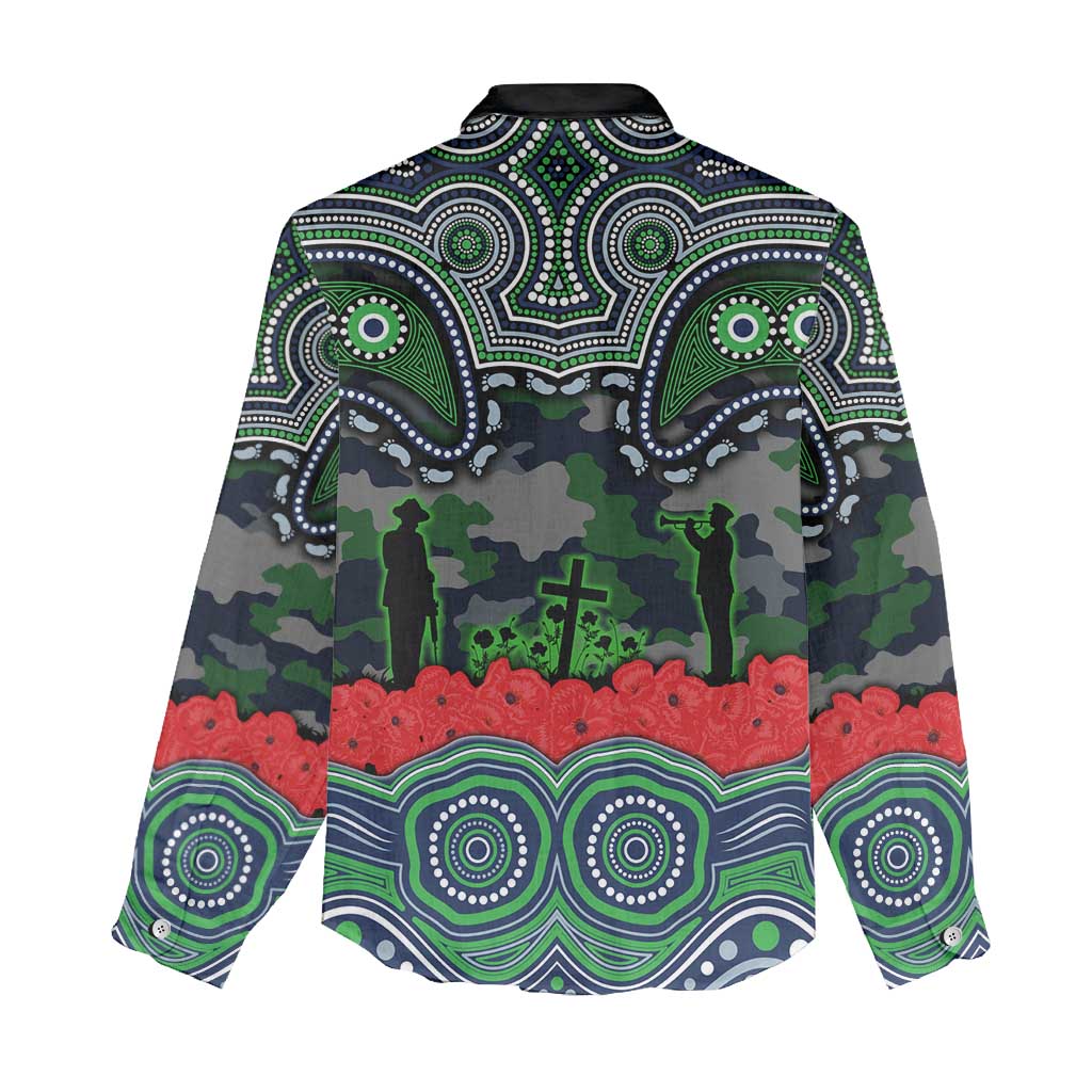 ANZAC Day Canberra Raiders Women Casual Shirt Military Memorial Aboriginal Indigenous Art