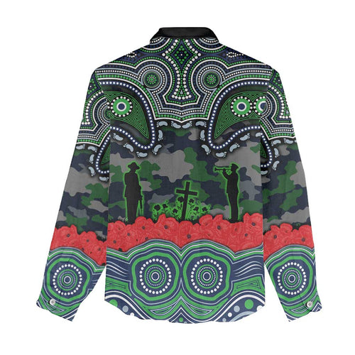 ANZAC Day Canberra Raiders Women Casual Shirt Military Memorial Aboriginal Indigenous Art
