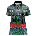 ANZAC Day Canberra Raiders Women Polo Shirt Military Memorial Aboriginal Indigenous Art