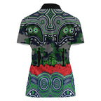 ANZAC Day Canberra Raiders Women Polo Shirt Military Memorial Aboriginal Indigenous Art