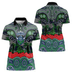 ANZAC Day Canberra Raiders Women Polo Shirt Military Memorial Aboriginal Indigenous Art
