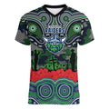 ANZAC Day Canberra Raiders Women V-Neck T-Shirt Military Memorial Aboriginal Indigenous Art