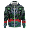ANZAC Day Canberra Raiders Zip Hoodie Military Memorial Aboriginal Indigenous Art