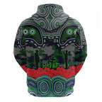 ANZAC Day Canberra Raiders Zip Hoodie Military Memorial Aboriginal Indigenous Art