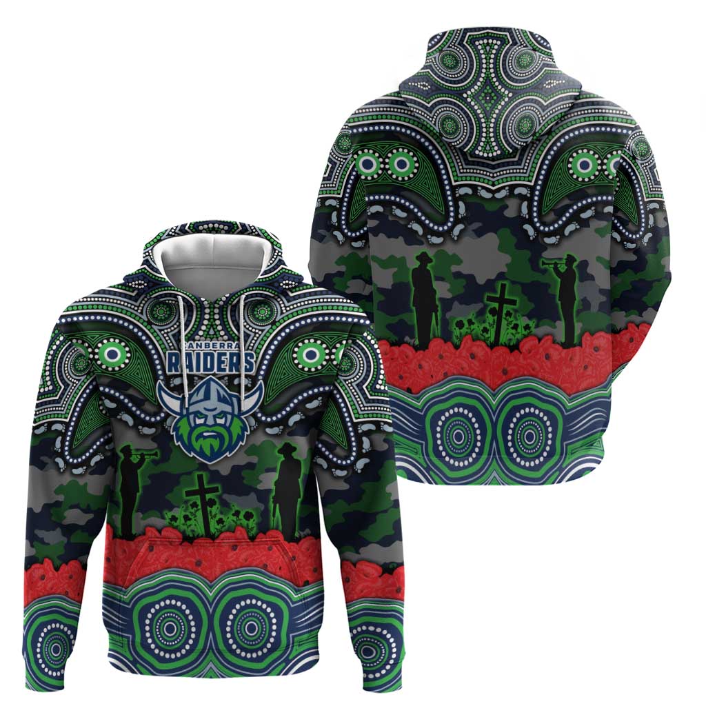 ANZAC Day Canberra Raiders Zip Hoodie Military Memorial Aboriginal Indigenous Art
