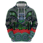 ANZAC Day Canberra Raiders Zip Hoodie Military Memorial Aboriginal Indigenous Art