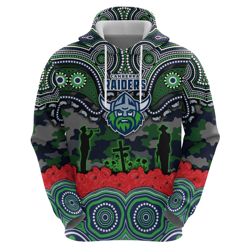ANZAC Day Canberra Raiders Zip Hoodie Military Memorial Aboriginal Indigenous Art