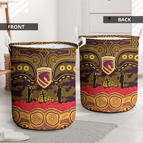 ANZAC Day Brisbane Broncos Laundry Basket Military Memorial Aboriginal Indigenous Art