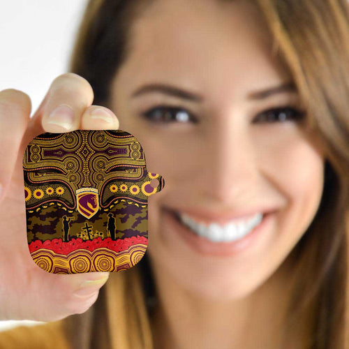 ANZAC Day Brisbane Broncos AirPods Case Military Memorial Aboriginal Indigenous Art