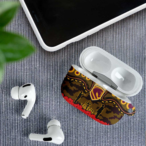 ANZAC Day Brisbane Broncos AirPods Case Military Memorial Aboriginal Indigenous Art