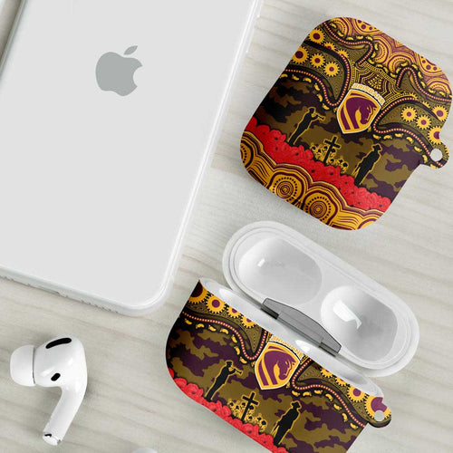 ANZAC Day Brisbane Broncos AirPods Case Military Memorial Aboriginal Indigenous Art