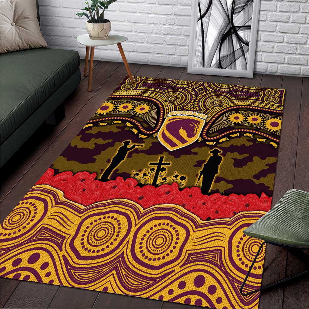 ANZAC Day Brisbane Broncos Area Rug Military Memorial Aboriginal Indigenous Art
