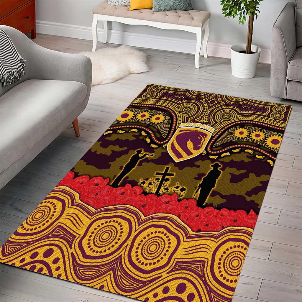 ANZAC Day Brisbane Broncos Area Rug Military Memorial Aboriginal Indigenous Art