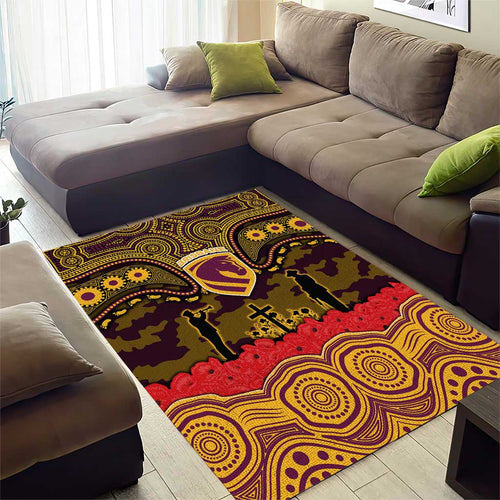 ANZAC Day Brisbane Broncos Area Rug Military Memorial Aboriginal Indigenous Art