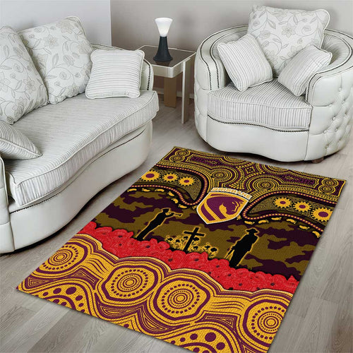 ANZAC Day Brisbane Broncos Area Rug Military Memorial Aboriginal Indigenous Art