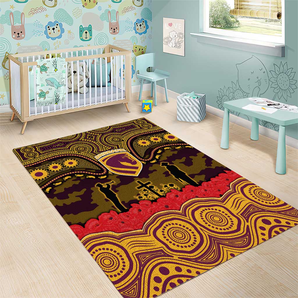 ANZAC Day Brisbane Broncos Area Rug Military Memorial Aboriginal Indigenous Art