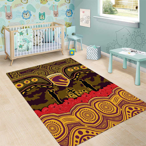 ANZAC Day Brisbane Broncos Area Rug Military Memorial Aboriginal Indigenous Art