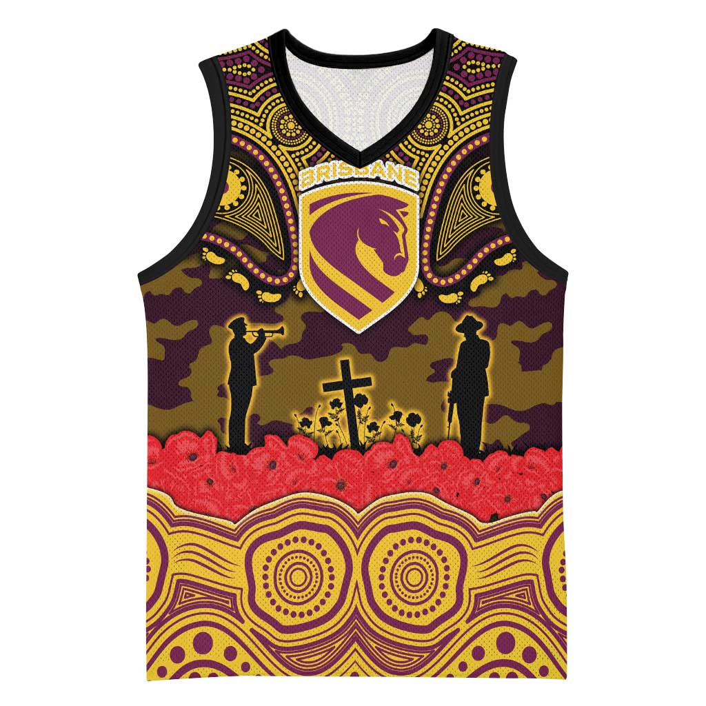 ANZAC Day Brisbane Broncos Basketball Jersey Military Memorial Aboriginal Indigenous Art