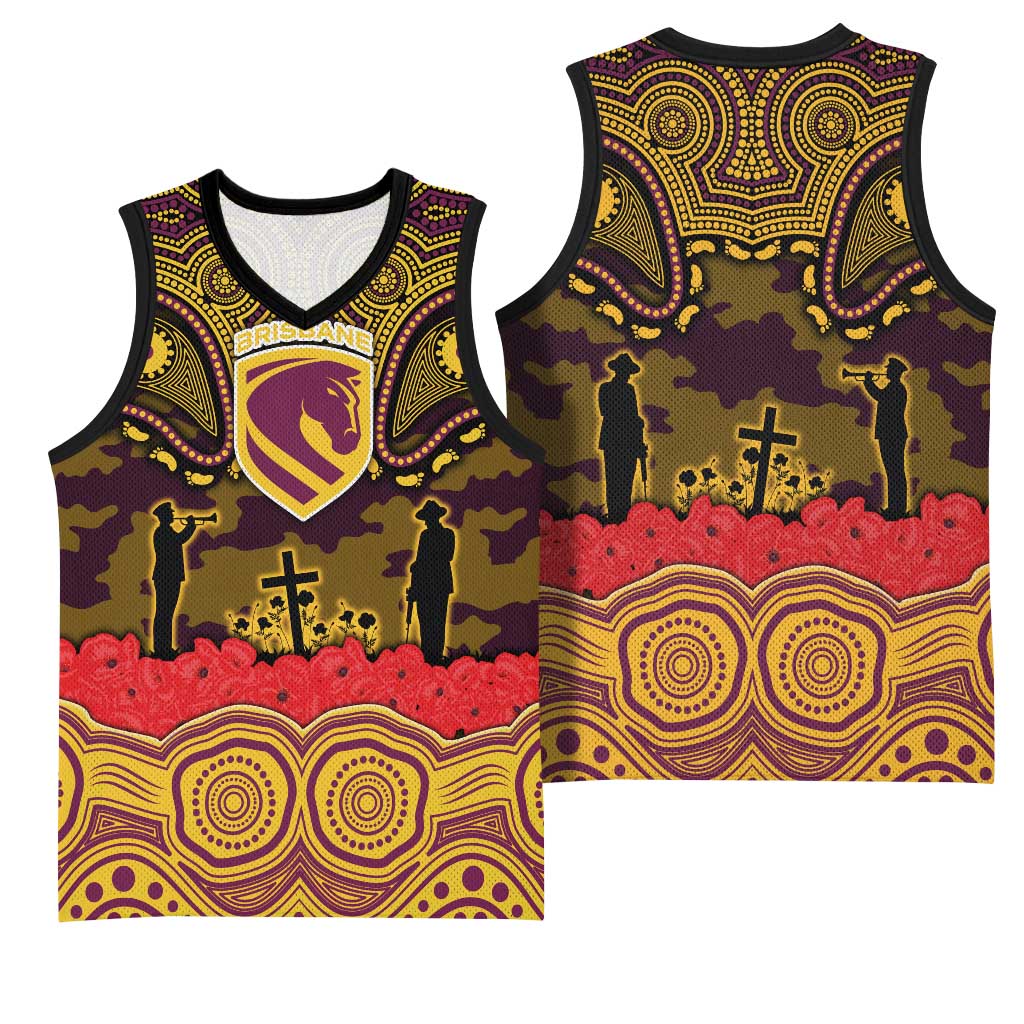 ANZAC Day Brisbane Broncos Basketball Jersey Military Memorial Aboriginal Indigenous Art