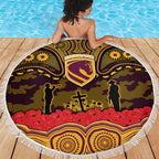 ANZAC Day Brisbane Broncos Beach Blanket Military Memorial Aboriginal Indigenous Art