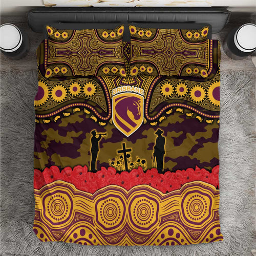ANZAC Day Brisbane Broncos Bedding Set Military Memorial Aboriginal Indigenous Art