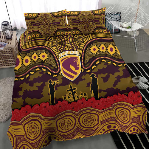 ANZAC Day Brisbane Broncos Bedding Set Military Memorial Aboriginal Indigenous Art