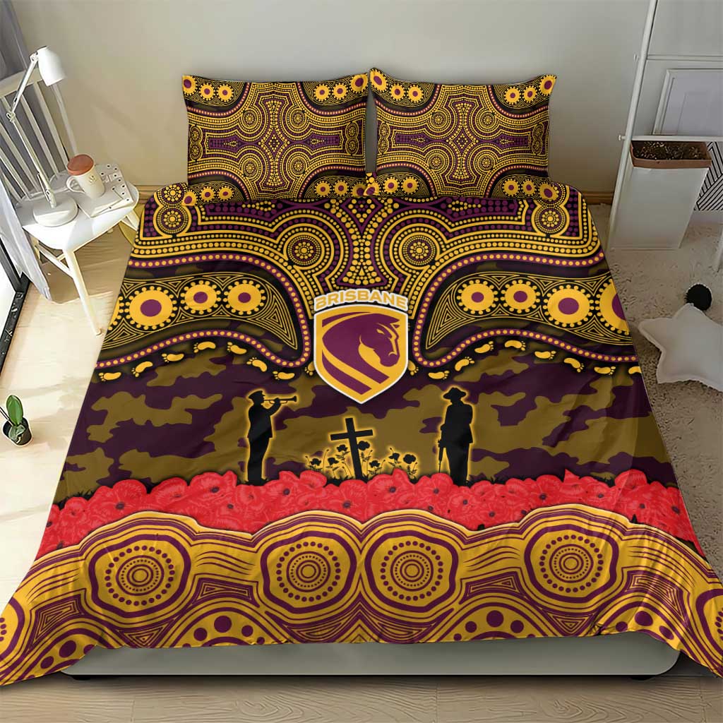 ANZAC Day Brisbane Broncos Bedding Set Military Memorial Aboriginal Indigenous Art