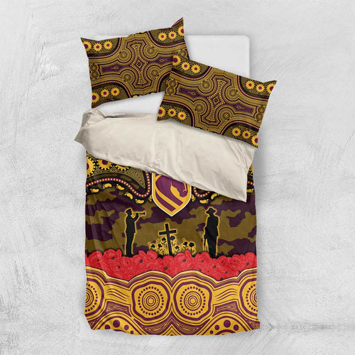 ANZAC Day Brisbane Broncos Bedding Set Military Memorial Aboriginal Indigenous Art