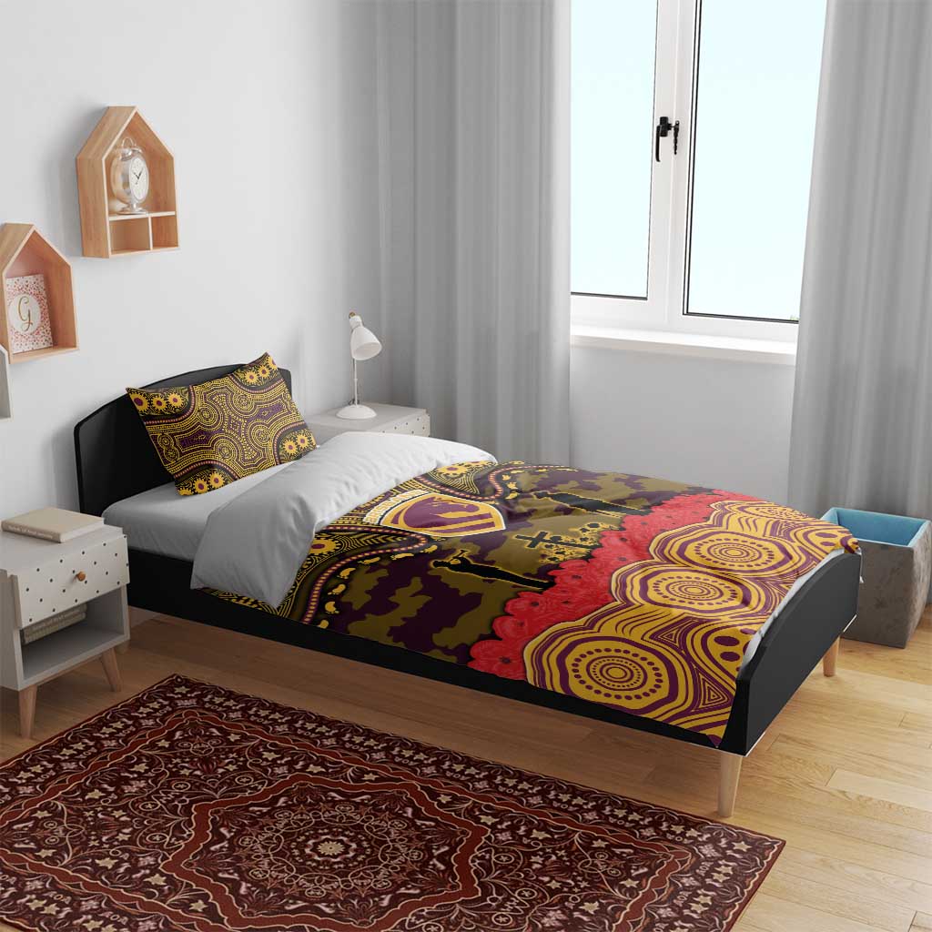 ANZAC Day Brisbane Broncos Bedding Set Military Memorial Aboriginal Indigenous Art