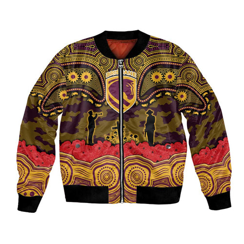 ANZAC Day Brisbane Broncos Bomber Jacket Military Memorial Aboriginal Indigenous Art