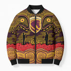 ANZAC Day Brisbane Broncos Bomber Puffer Jacket Military Memorial Aboriginal Indigenous Art