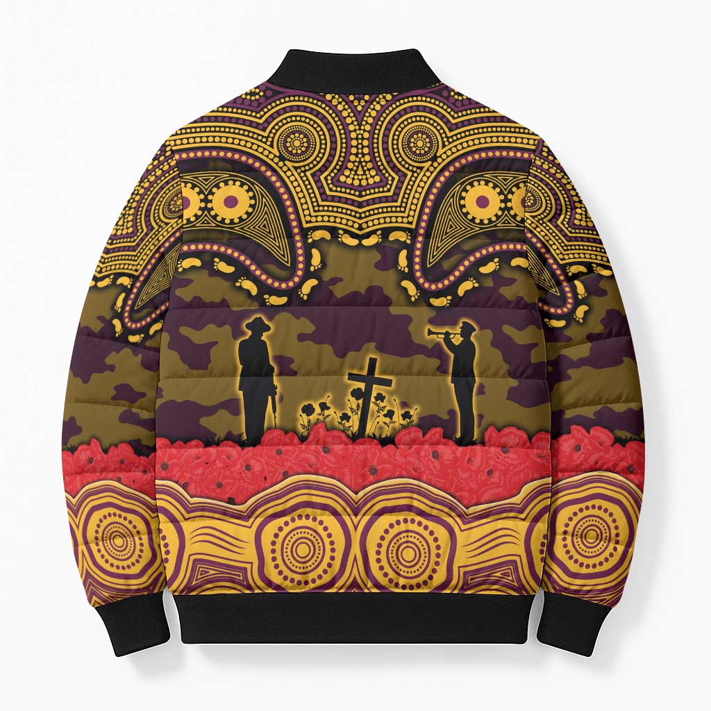 ANZAC Day Brisbane Broncos Bomber Puffer Jacket Military Memorial Aboriginal Indigenous Art