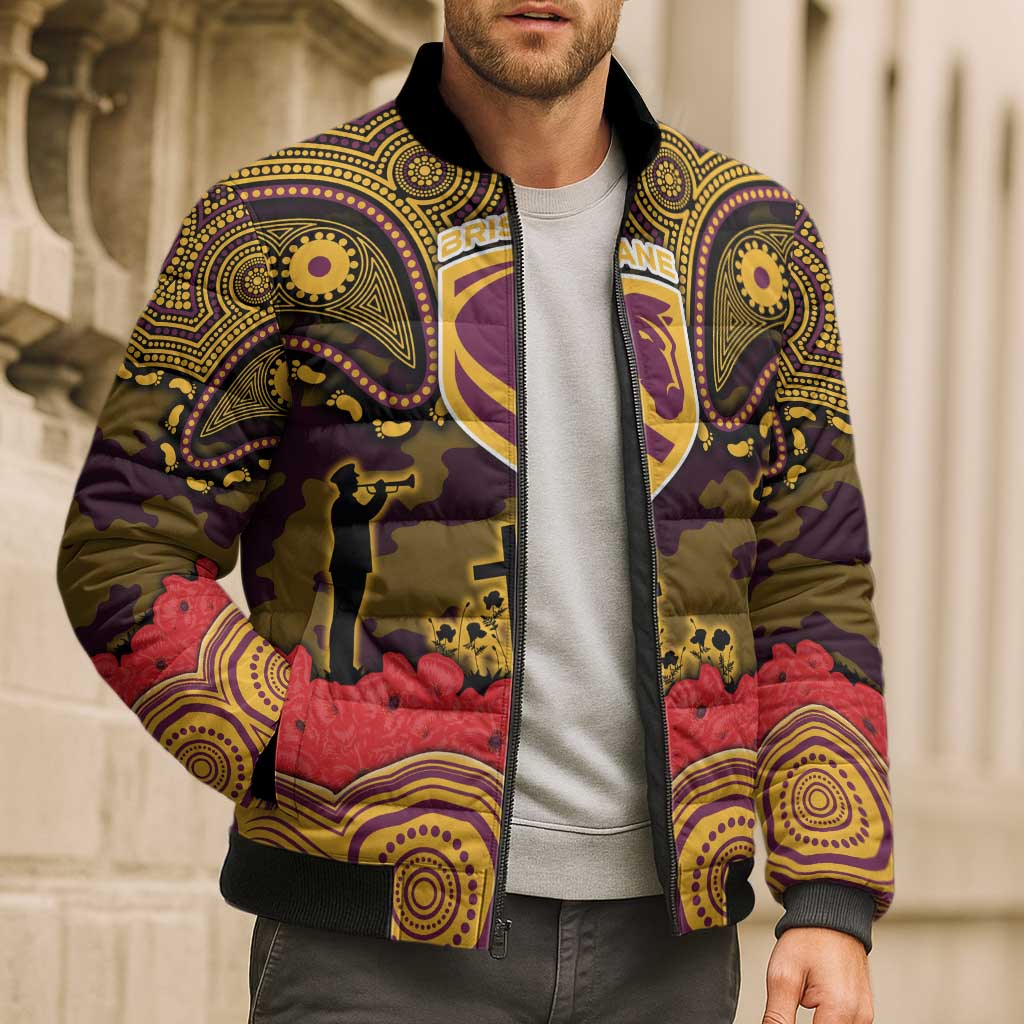 ANZAC Day Brisbane Broncos Bomber Puffer Jacket Military Memorial Aboriginal Indigenous Art