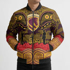 ANZAC Day Brisbane Broncos Bomber Puffer Jacket Military Memorial Aboriginal Indigenous Art