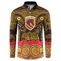 ANZAC Day Brisbane Broncos Button Sweatshirt Military Memorial Aboriginal Indigenous Art