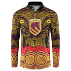 ANZAC Day Brisbane Broncos Button Sweatshirt Military Memorial Aboriginal Indigenous Art