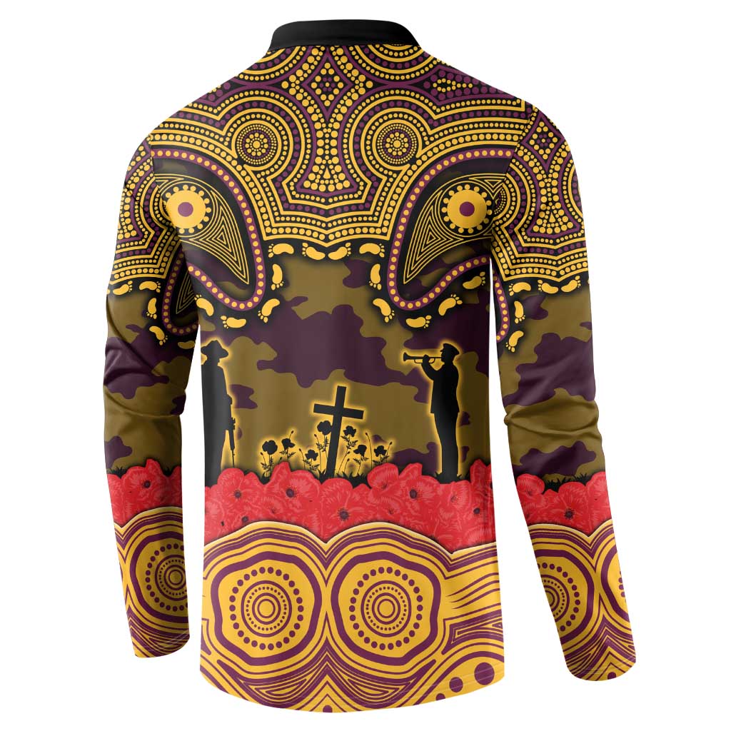 ANZAC Day Brisbane Broncos Button Sweatshirt Military Memorial Aboriginal Indigenous Art