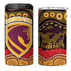 ANZAC Day Brisbane Broncos 4 in 1 Can Cooler Tumbler Military Memorial Aboriginal Indigenous Art
