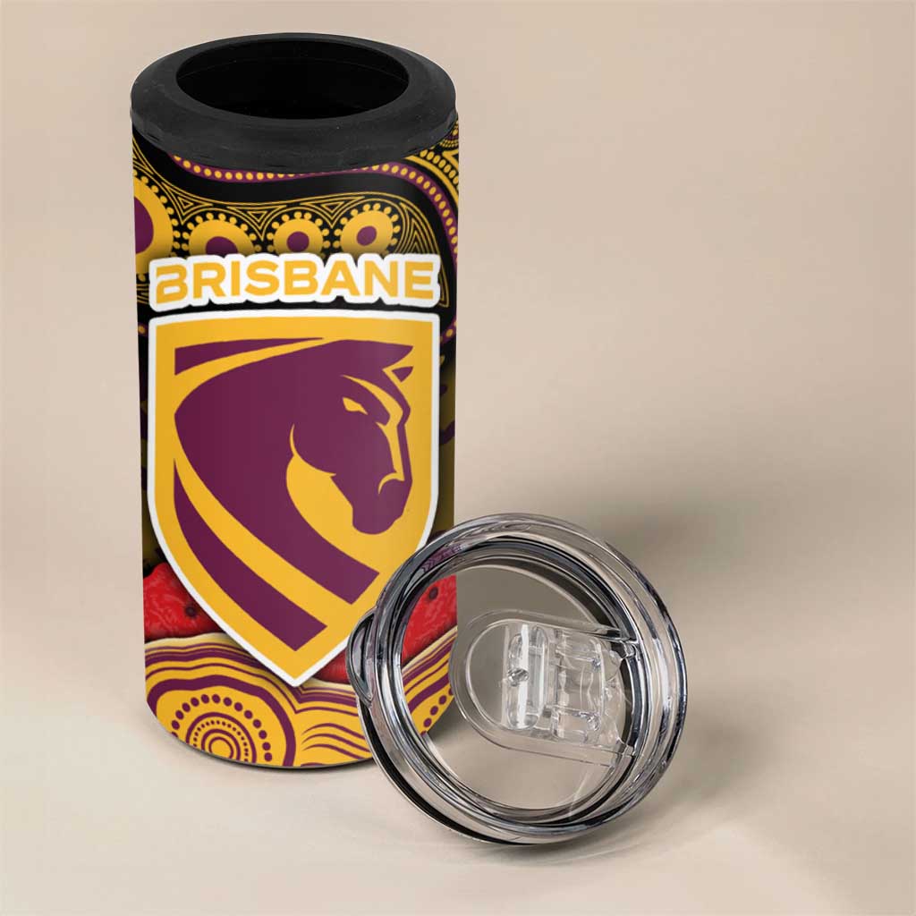 ANZAC Day Brisbane Broncos 4 in 1 Can Cooler Tumbler Military Memorial Aboriginal Indigenous Art