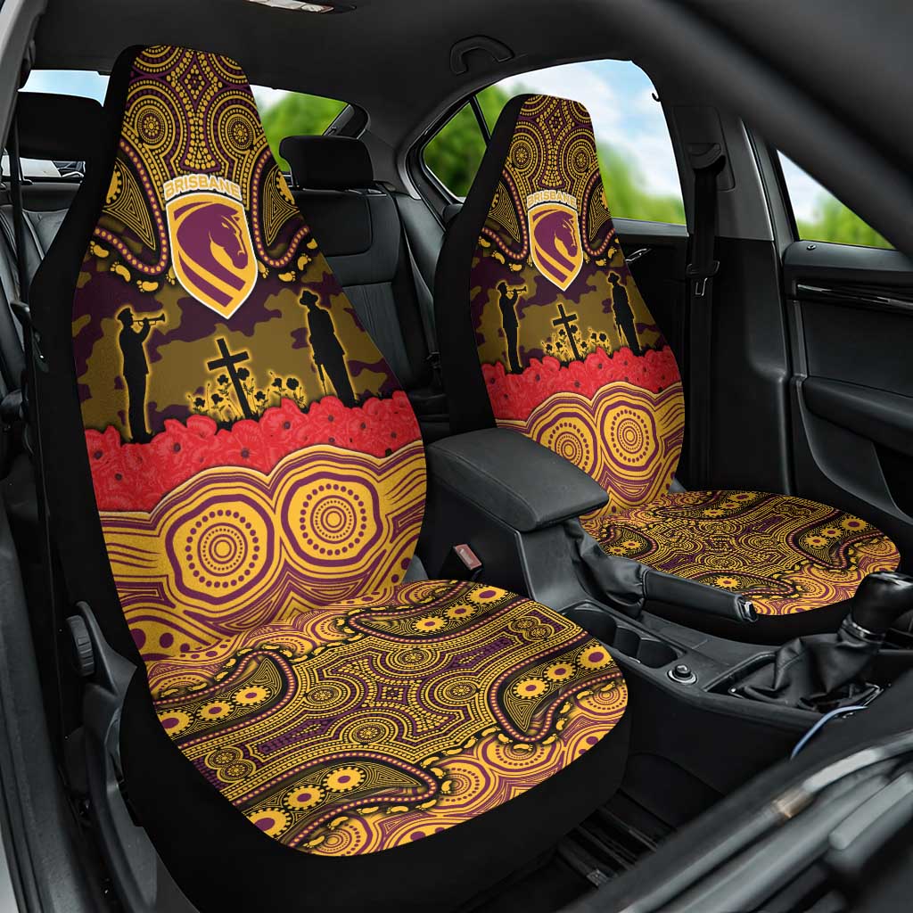 ANZAC Day Brisbane Broncos Car Seat Cover Military Memorial Aboriginal Indigenous Art