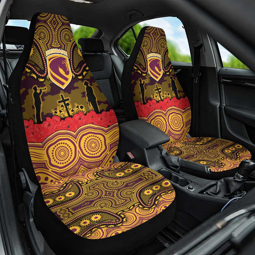 ANZAC Day Brisbane Broncos Car Seat Cover Military Memorial Aboriginal Indigenous Art