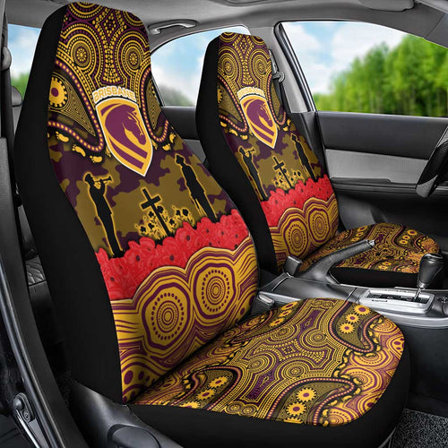 ANZAC Day Brisbane Broncos Car Seat Cover Military Memorial Aboriginal Indigenous Art