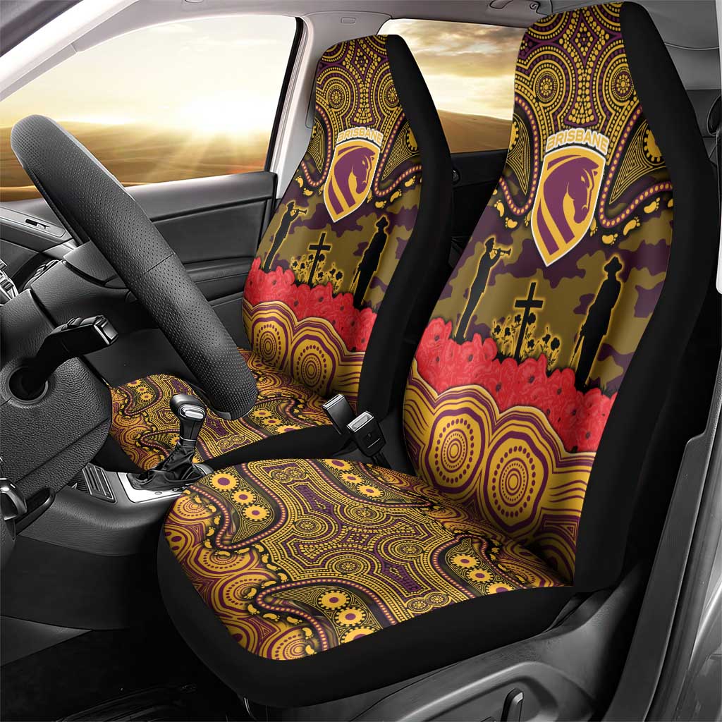 ANZAC Day Brisbane Broncos Car Seat Cover Military Memorial Aboriginal Indigenous Art