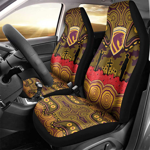 ANZAC Day Brisbane Broncos Car Seat Cover Military Memorial Aboriginal Indigenous Art