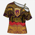 ANZAC Day Brisbane Broncos Cross Shoulder Shirt Military Memorial Aboriginal Indigenous Art