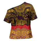 ANZAC Day Brisbane Broncos Cross Shoulder Shirt Military Memorial Aboriginal Indigenous Art
