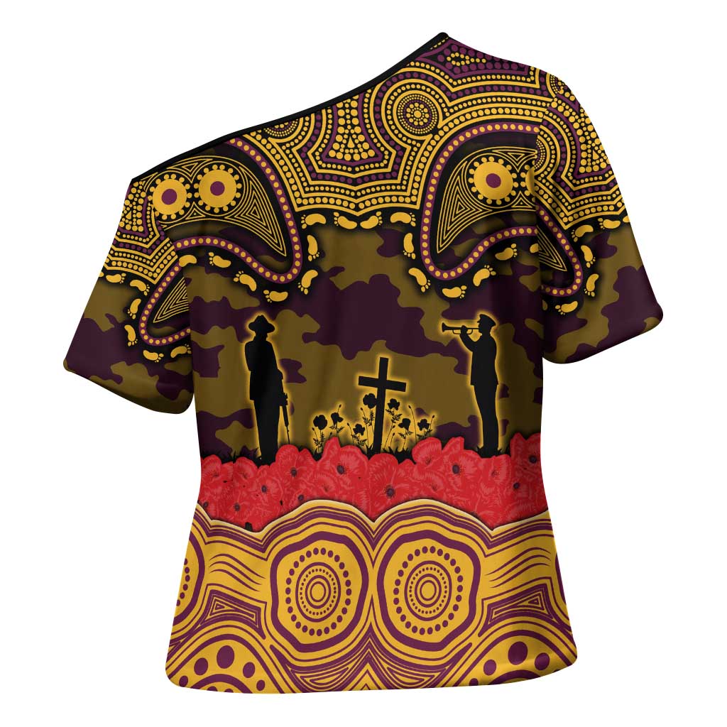 ANZAC Day Brisbane Broncos Cross Shoulder Shirt Military Memorial Aboriginal Indigenous Art
