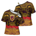 ANZAC Day Brisbane Broncos Cross Shoulder Shirt Military Memorial Aboriginal Indigenous Art